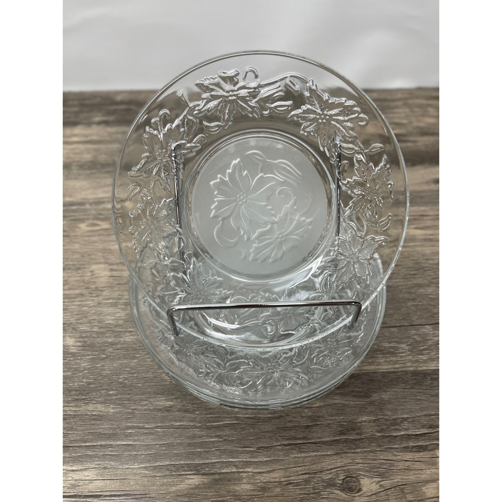 Princess House Fantasia Crystal Saucers Set of 4 Floral Etched‎ 6" Plates